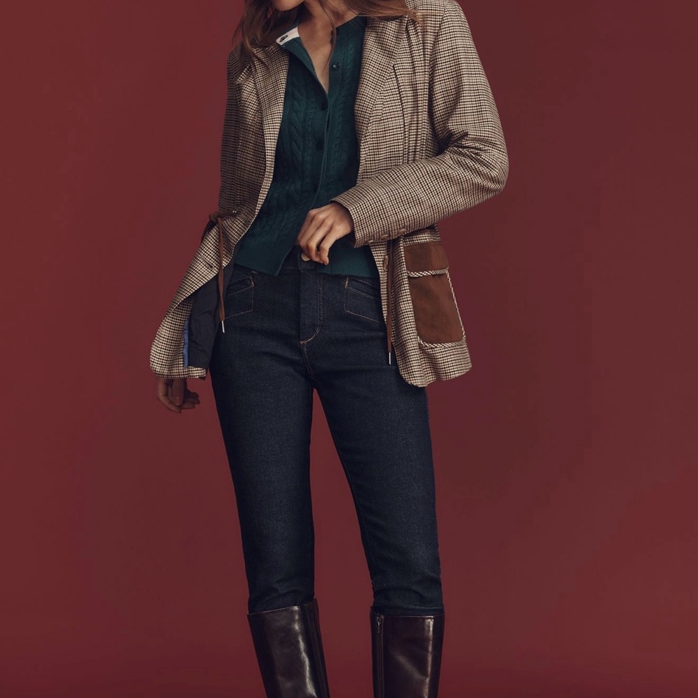 BNWT Anthropologie Brown Plaid Blazer